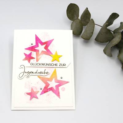 Zauberhafte Jugendweihekarte mit Sternen, Glückwunschkarte zur Jugendweihe