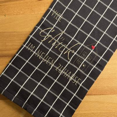Stickerei auf Geschirrtuch Küchenhandtuch / Geschenk zur Einweihung / Umzug