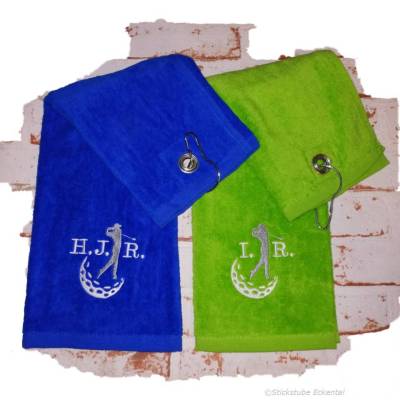Golfhandtuch Golfschläger mit Initialen