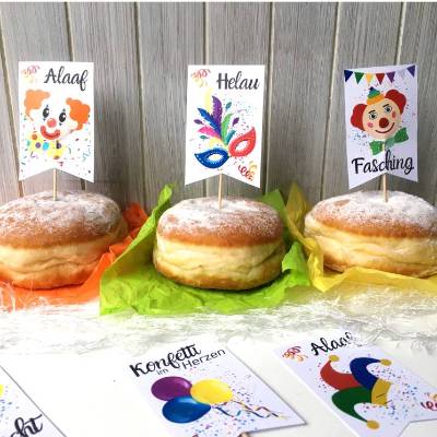 PDF-Druckvorlage Fasching Tischdeko Wimpel – Bunte Karnevalsdeko zum Ausdrucken