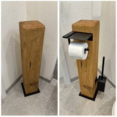Eichenbalken Deko Holzbalken Klopapierhalter Kerzenständer Vase