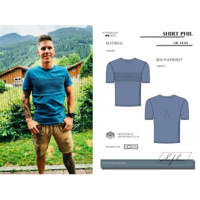 Shirt Phil – PDF-Schnittmuster Gr. 44-64 | Modernes Herrenshirt mit markanten Biesen