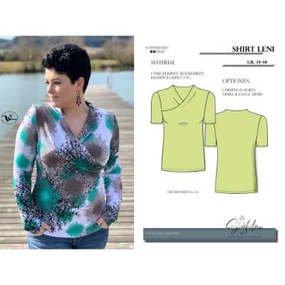 Shirt-Schnittmuster Leni – PDF-Datei in Gr. 34-48 | Asymmetrischer Wasserfallkragen | Vielseitig, bequem |