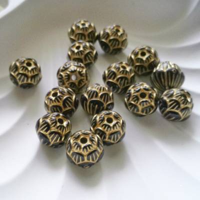 Acryl Perlen mit goldenem Metall Blume 10,5 mm, 10 Stück, für Schmuckherstellung