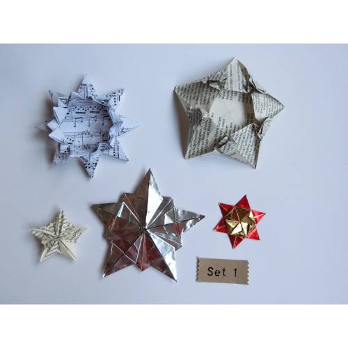 Set Origami Sterne Upcycling 4er bis 5 er-Sets