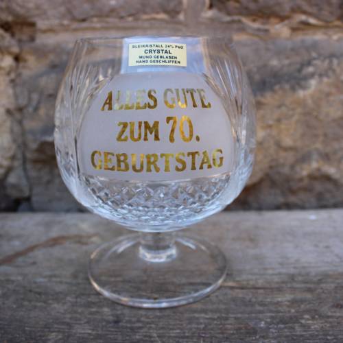 Fußschale 24 % Bleikristall Alles Gute zum 70. Geburtstag