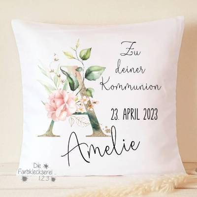 Geschenk zur Kommunion, Kissen personalisiert Monogramm, Kommuniongeschenk, Geschenk zur Konfirmation