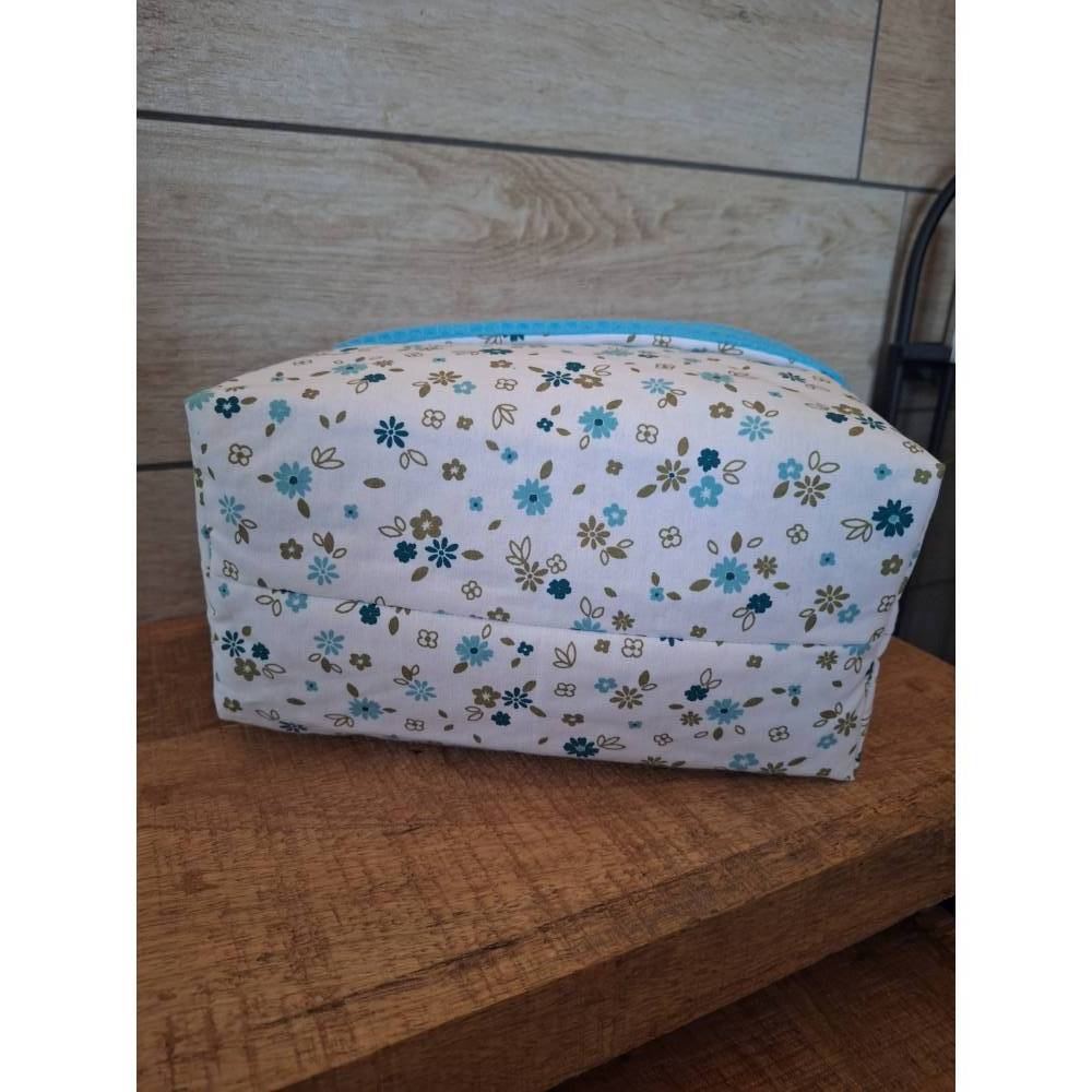 Utensilo Stoffkörbchen innen Waffelpique, Dekoration, Aufbewahrung, Organizer, "Blumen" Bild 5