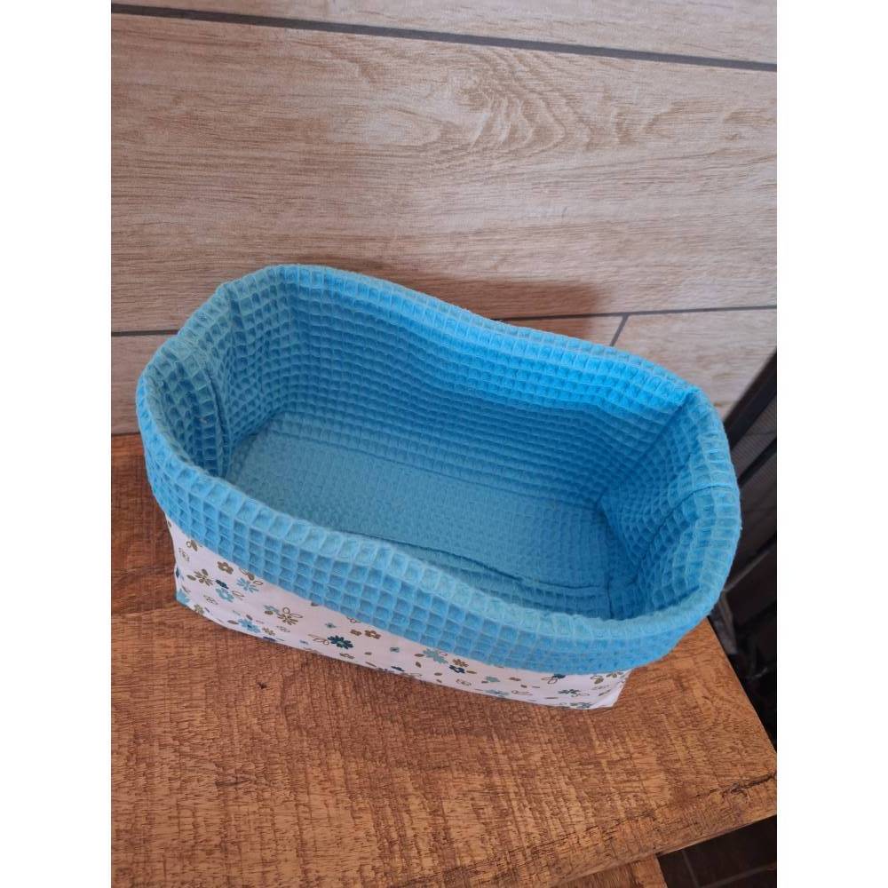 Utensilo Stoffkörbchen innen Waffelpique, Dekoration, Aufbewahrung, Organizer, "Blumen" Bild 6