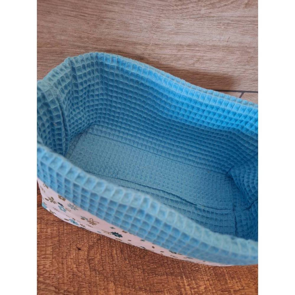 Utensilo Stoffkörbchen innen Waffelpique, Dekoration, Aufbewahrung, Organizer, "Blumen" Bild 7