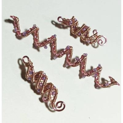 Zierliche Haarperlen 3er Set handgewebt rosa rotgold – Handmade Haarschmuck für Brautfrisuren & Dreadlocks