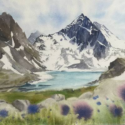 Das Aquarellbild "Die Berge"