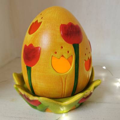 Tolles Osterei aus Keramik zum Beleuchten