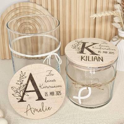 Kommunion Geschenk Naschglas personalisiert Vorratsglas