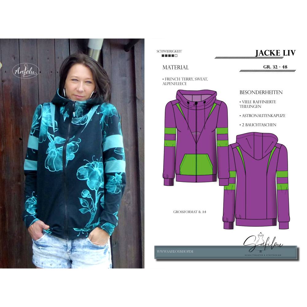 Liv Sweatjacke – Größen 32-48 | Innovatives Design & Vielseitigkeit | Perfekt für individuelle Looks und Alltagskomfort Bild 1