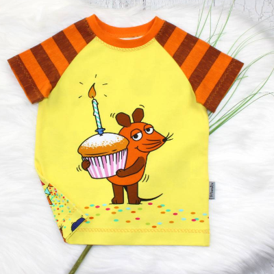 T-Shirt | Partymaus Ente und Elefant | Die Sendung mit der Maus | gelb | Raglanshirt | kurzarm | langarm