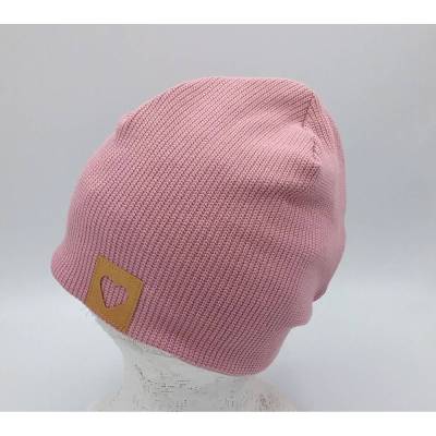 Rosa Beanie, Mütze, Strickmütze,Mädchen und Erwachsene, Label Herz, Babymütze