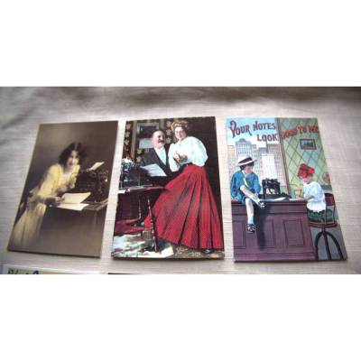 9 Vintage Postkarten Schreibmaschine