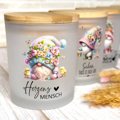 Kerzenglas mit Holzdeckel – Osterwichtel-Deko in fünf Motiven