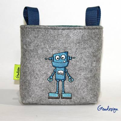 Lenkertasche "Roboter" aus Filz und wasserabweisendem Futter mit der Möglichkeit zum Personalisieren