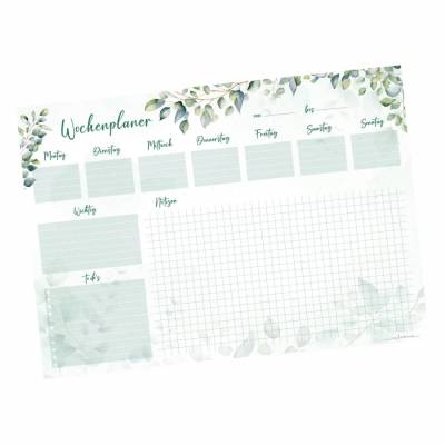 A3 Schreibtischunterlage Eukalyptus mit Wochenplaner todo Liste Papier 50 Blatt