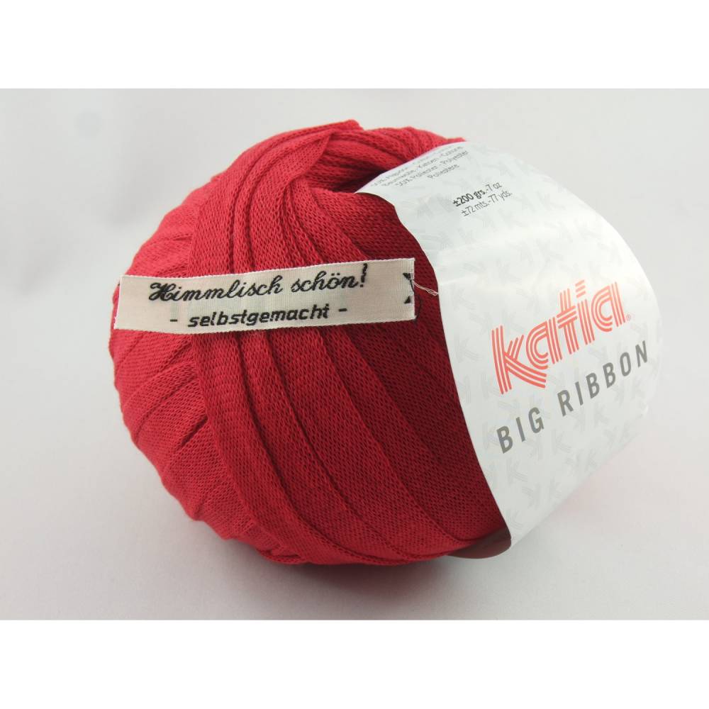 Katia Big Ribbon: flaches einfarbiges Bändchengarn optimal für Taschen und Homedeko in rot Bild 1