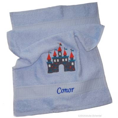 Handtuch Ritterburg bestickt mit Name Conor
