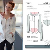 Jacke Layana – PDF-Schnittmuster Gr. 32-54 | Stylische Damenjacke mit Kapuze oder K inkl. Ebenen, Beamer und Plottdatei