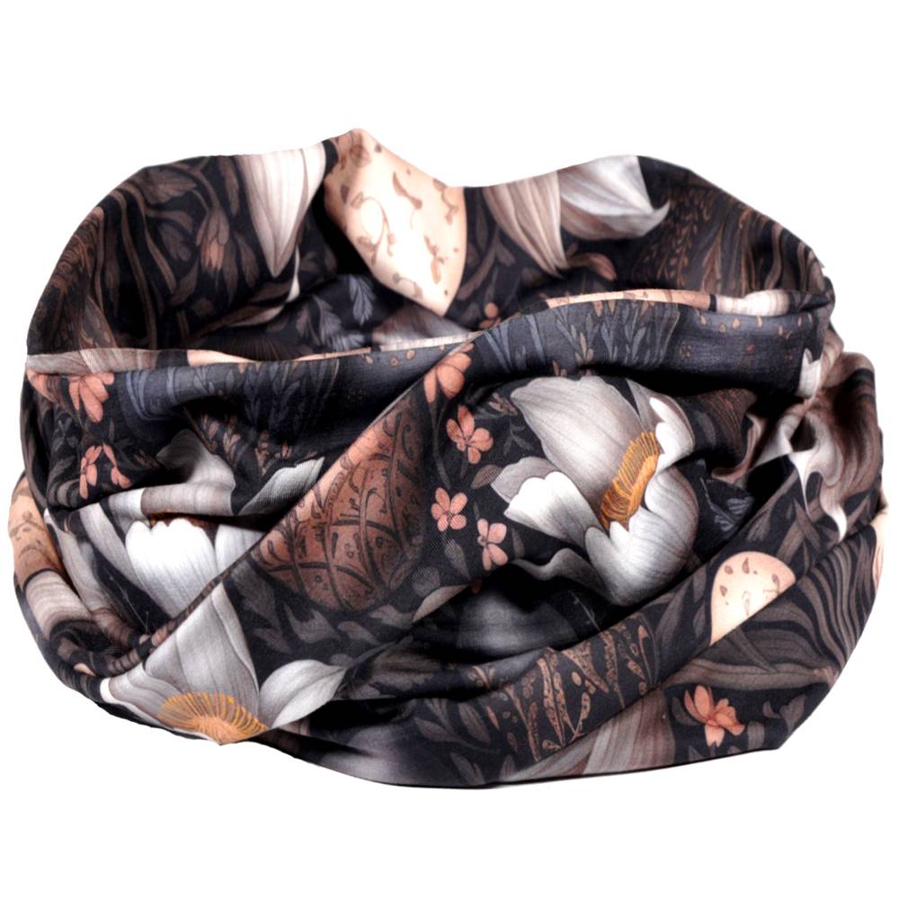 Loopschal Ostern – Frühlingsloop mit Blumen & Ostereiern aus Single Jersey mit Elastan Bild 1
