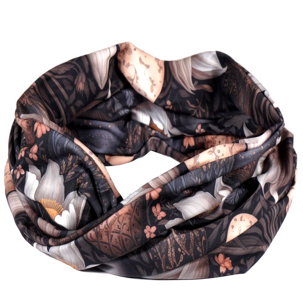 Loopschal Ostern – Frühlingsloop mit Blumen & Ostereiern aus Single Jersey mit Elastan Bild 3