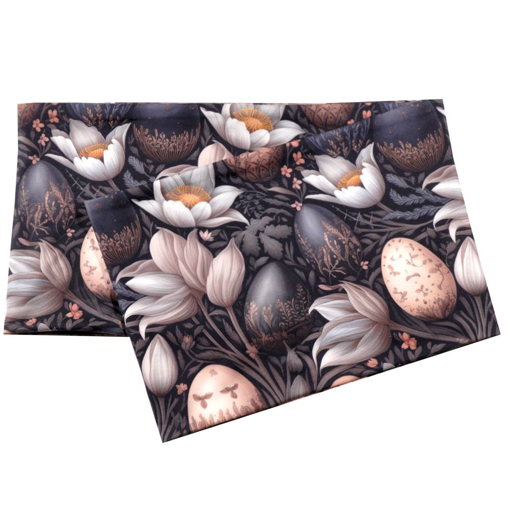 Loopschal Ostern – Frühlingsloop mit Blumen & Ostereiern aus Single Jersey mit Elastan Bild 4