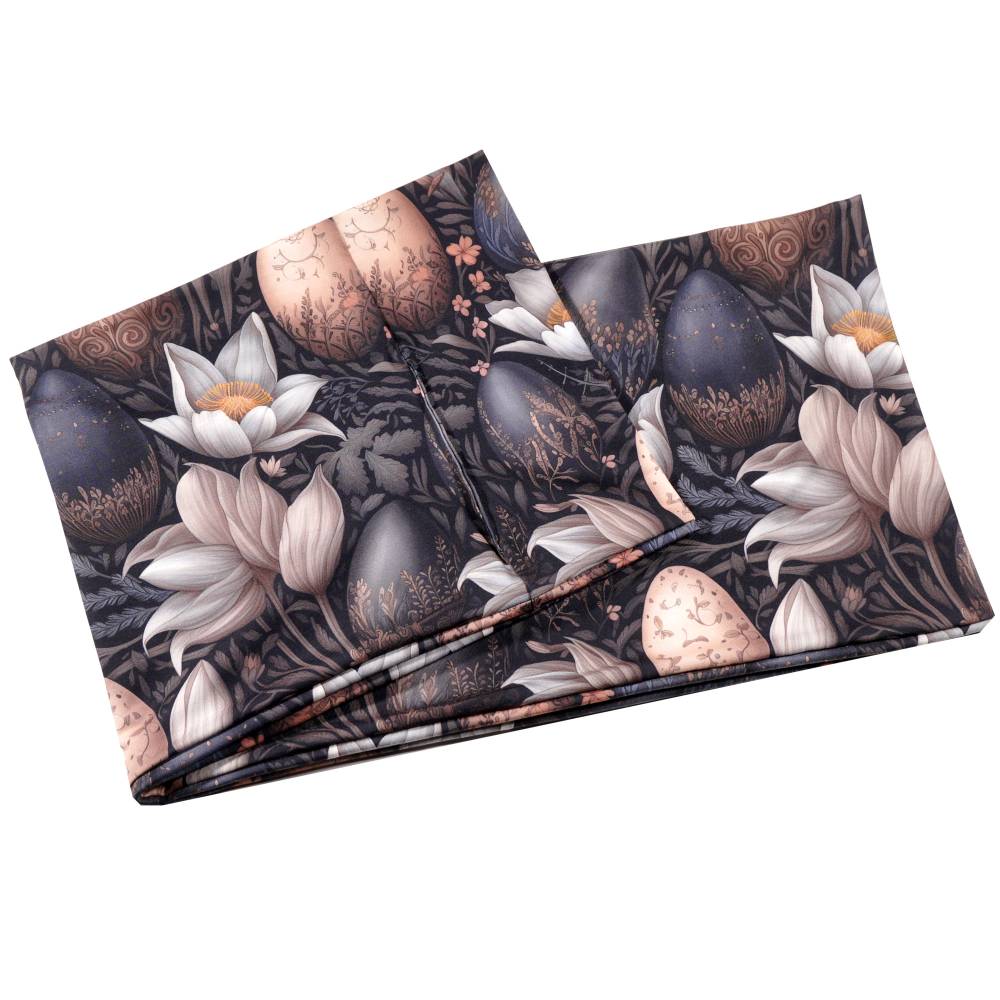 Loopschal Ostern – Frühlingsloop mit Blumen & Ostereiern aus Single Jersey mit Elastan Bild 7