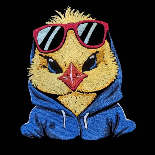 Maschinen Stickdatei - Küken cool Color Lichteffekt 24-26*15-16cm, JEF 20*17cm