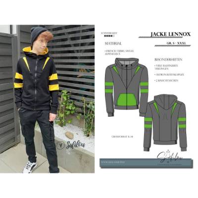 Lennox Herrenjacke Schnittmuster – PDF-Größen S-3XL | Vielseitige Stoffkombinationen | Sportlich & Modern