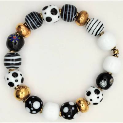 Armband schwarz weiß gold