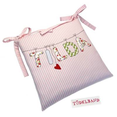 Kinderstuhlkissen Stuhlkissen Sitzkissen ...Herzchen an der Leine... rosa...geblümt...