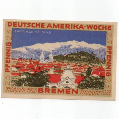 VINTAGE - Gutschein B Deutsche Amerika-Woche Frühjahr 1923 Bremen 25 Pfennig