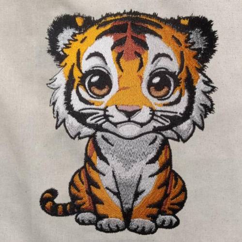 Maschinen Stickdatei - Tiger niedlich 14*14 bzw. 15*15cm