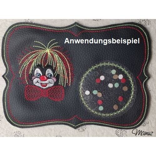 *  2 x Blanko MugRug  *  ITH Stickdatei 13 x 18, Kreis mit Folie und Konfetti, Satinrand Bild 2