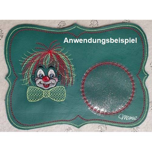 *  2 x Blanko MugRug  *  ITH Stickdatei 13 x 18, Kreis mit Folie und Konfetti, Satinrand Bild 3