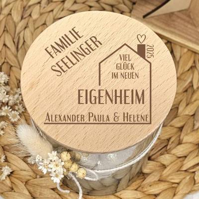 Einzugsgeschenk Vorratsglas graviert Wohnung Haus neues Zuhause Geschenk Einzug Gravur Hausbau Richtfest Bauherren 2025