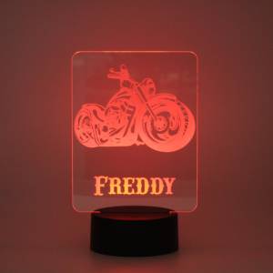 Personalisiertes RGB-LED Nachtlicht - Bike Motiv mit Deinem Wunschnamen, Motorrad, individuelles Geschenk, Acrylglas