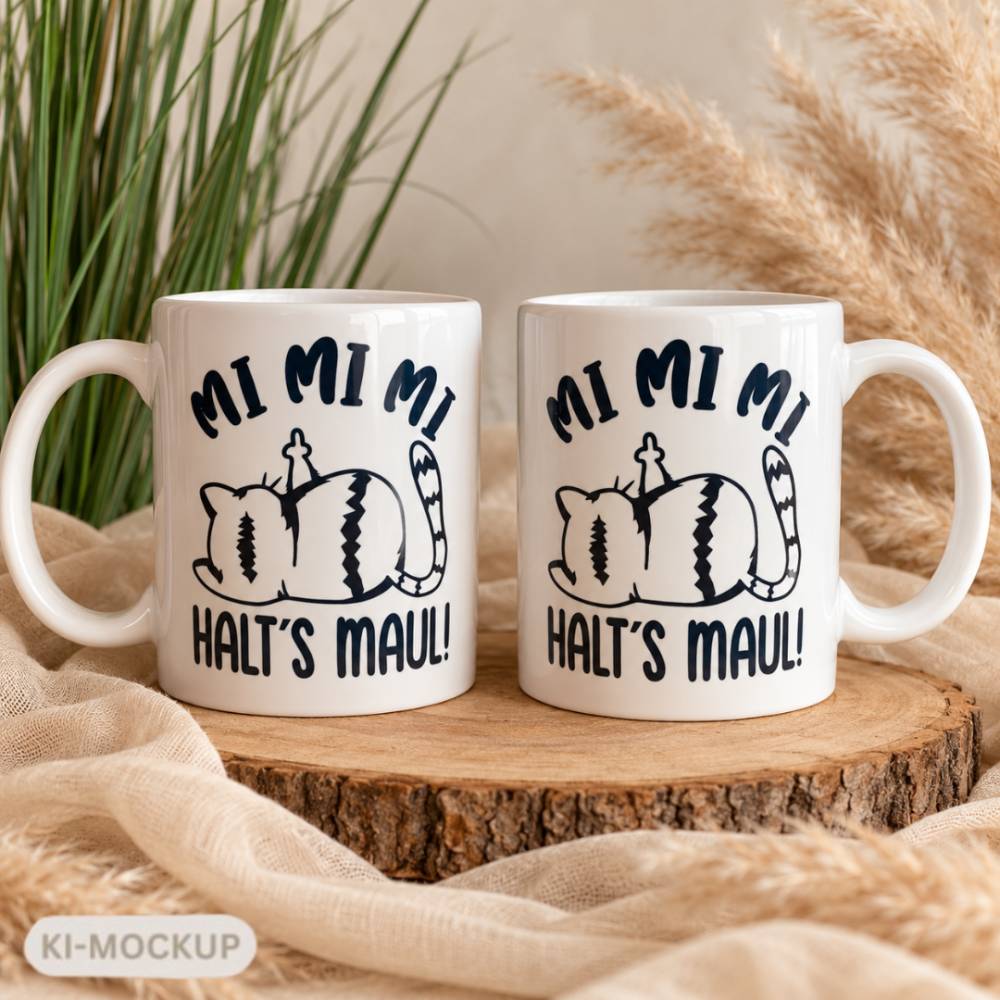Katzen Tasse „Mi Mi Mi – Halt's Maul!“ | Lustige Kaffeetasse Katze