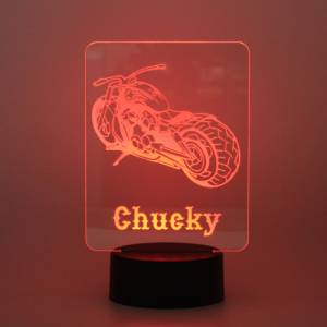 Personalisiertes RGB-LED Nachtlicht - Bike Motiv mit Deinem Wunschnamen, Motorrad, individuelles Geschenk, Acrylglas