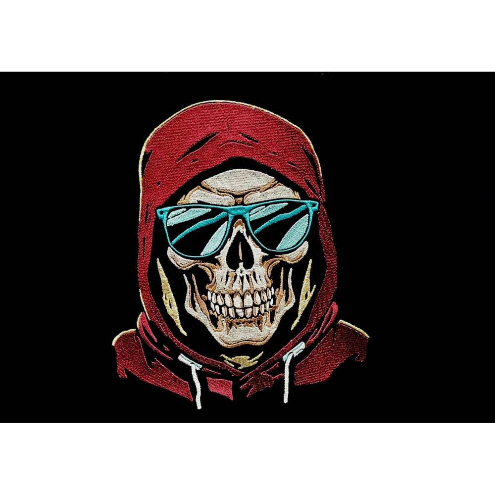 Maschinen Stickdatei - Totenkopf cool Color Lichteffekt  20x26-30cm, 21*40cm EXP Bild 1