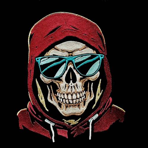 Maschinen Stickdatei - Totenkopf cool Color Lichteffekt  20x26-30cm, 21*40cm EXP