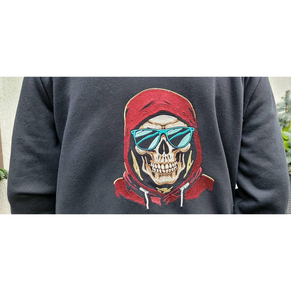 Maschinen Stickdatei - Totenkopf cool Color Lichteffekt  20x26-30cm, 21*40cm EXP Bild 9