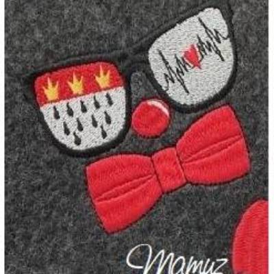 *  Brille mit Herzschlag und Schleife  *  Stickdatei 10 x 10, Köln, für Karneval, Fasching, Fasnet