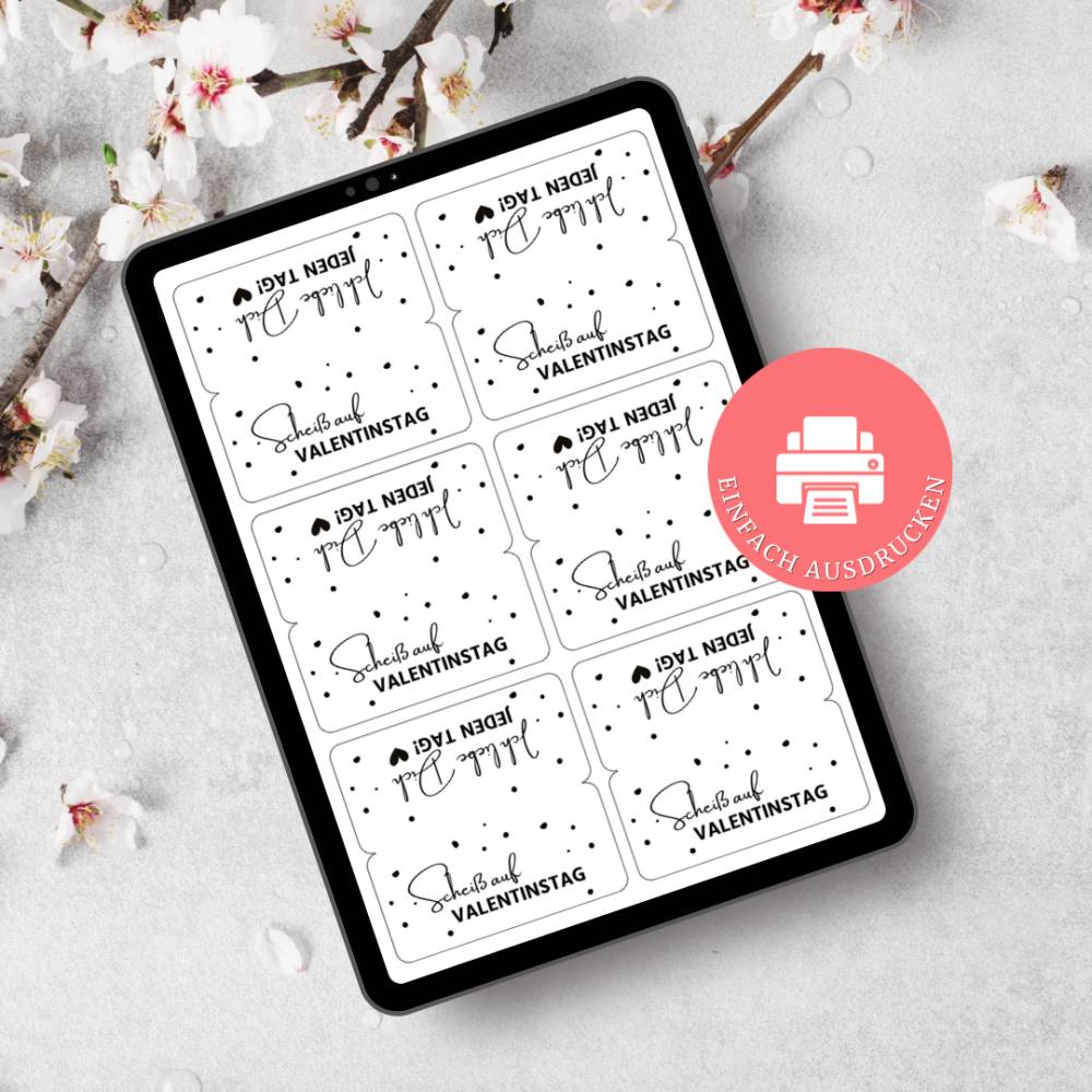 Tütenklappen-Vorlage „Scheiß auf Valentinstag“ – PDF-Datei zum Download und Ausdrucken Bild 5