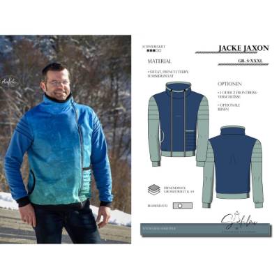 Jaxon Herren Sweatjacke Schnittmuster – PDF-Größen S-3XL | Kreative Gestaltungsmöglichkeiten | Sportlich & Innovativ